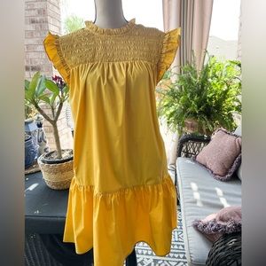 Mila Mustard Short Ruffle Dress Size M